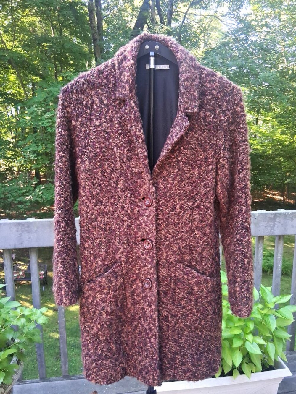 VTG ISABELLA BIRD Chunky Bouclé Knit Longline Sweater Coat Jacket - Small